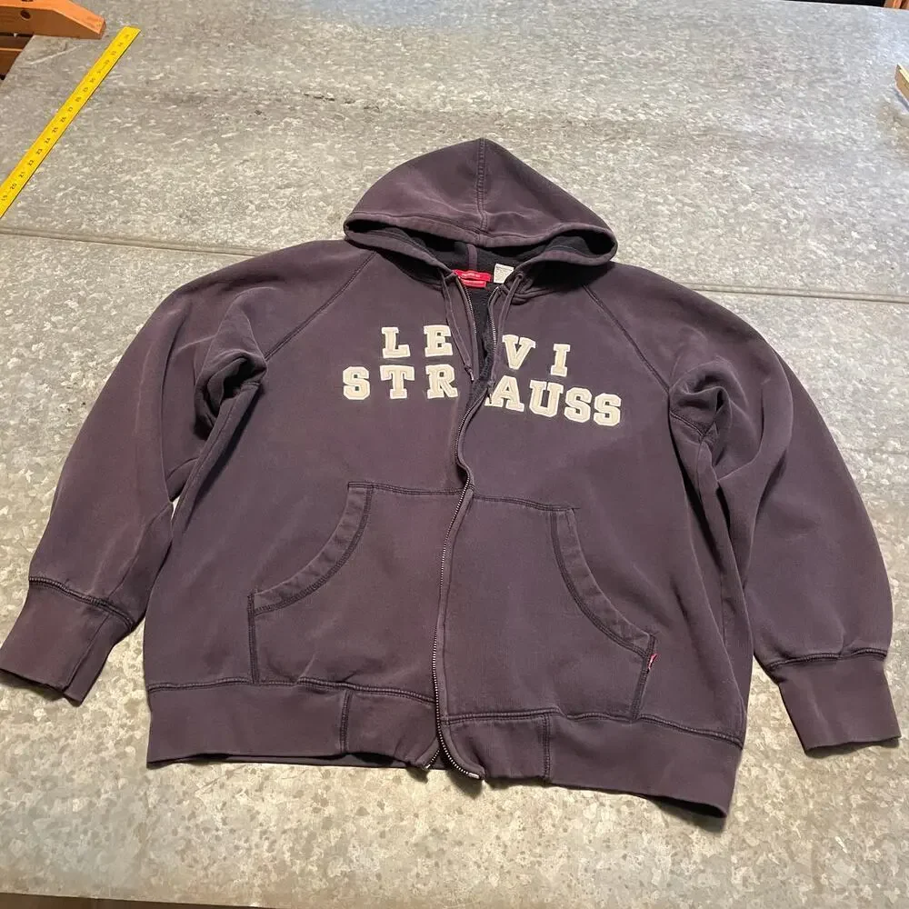 Vintage Levi's Levi Strauss Spellout Embroidered Hoodie Sweatshirt XL 90s Y2K